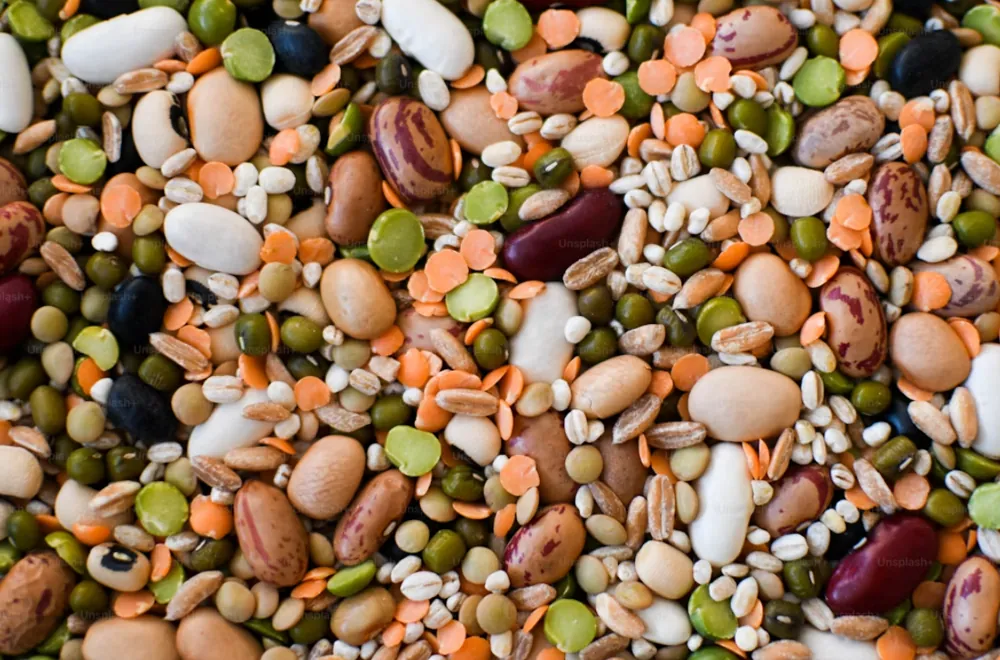 Misto di legumi secchi: fagioli, lenticchie, ceci e piselli